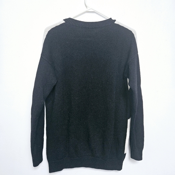 Hugo Boss Womens S Siginy Jumper Colorblock Knit Oversized Sweater Black/White - Picture 11 of 12